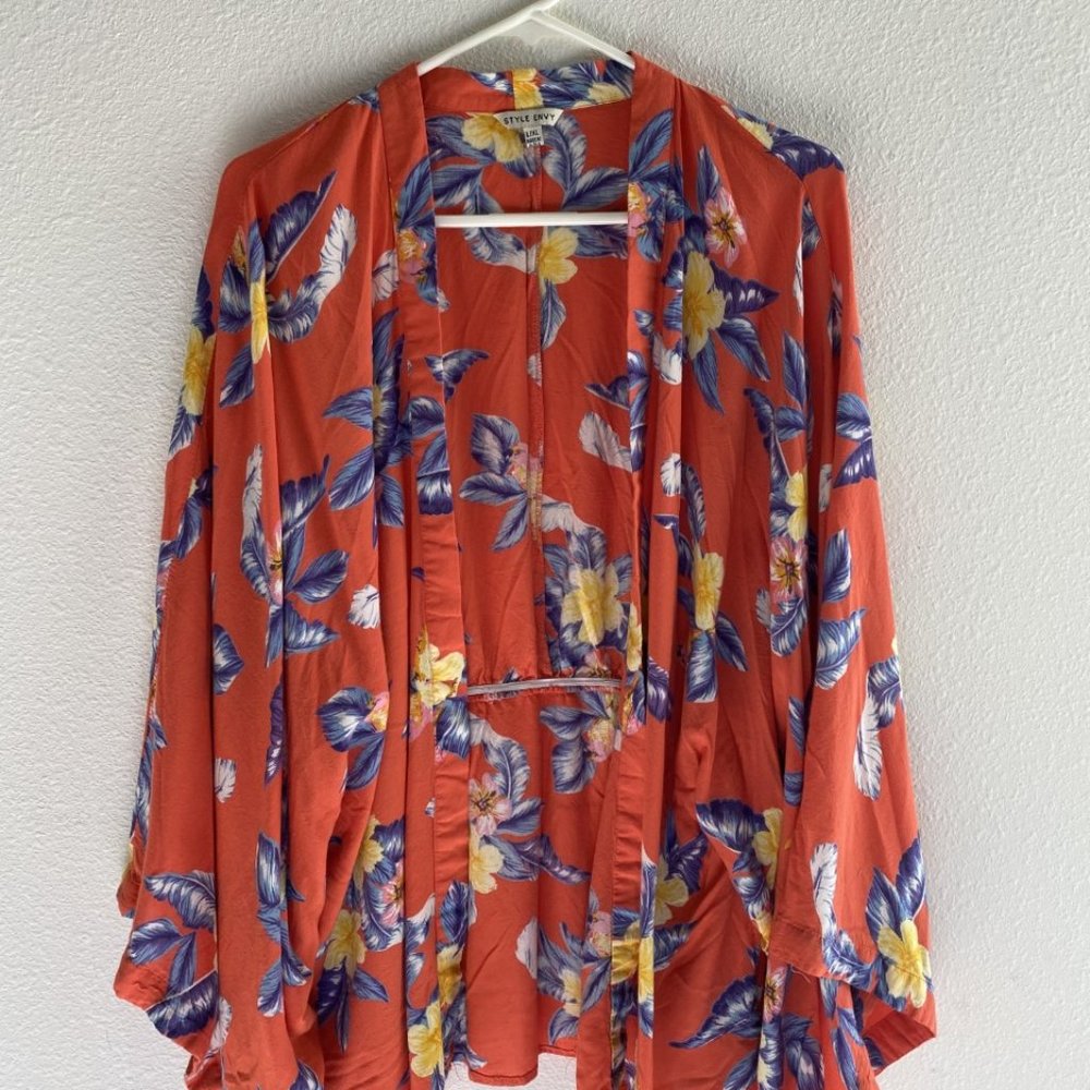 Style Envy Tropical Swim Cover Up in Orange
